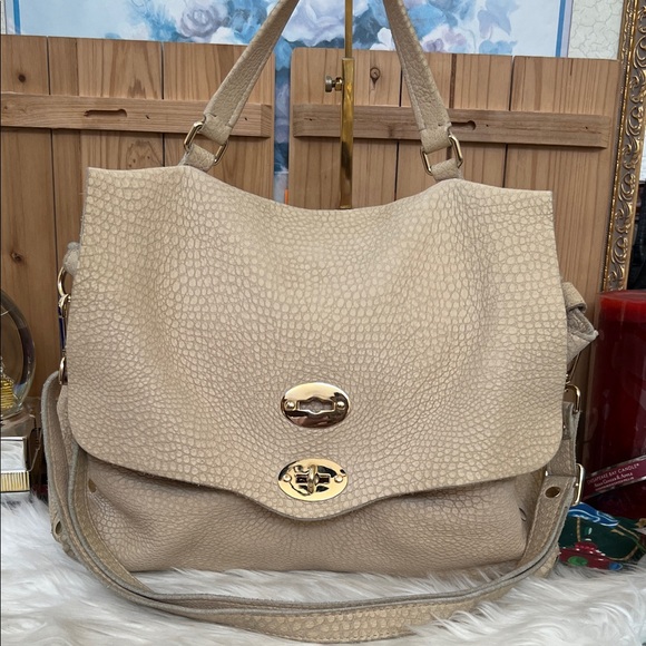 Handbags - Zanellato Postina Beige Leather Crossbody Made in Italy with double Turnlock